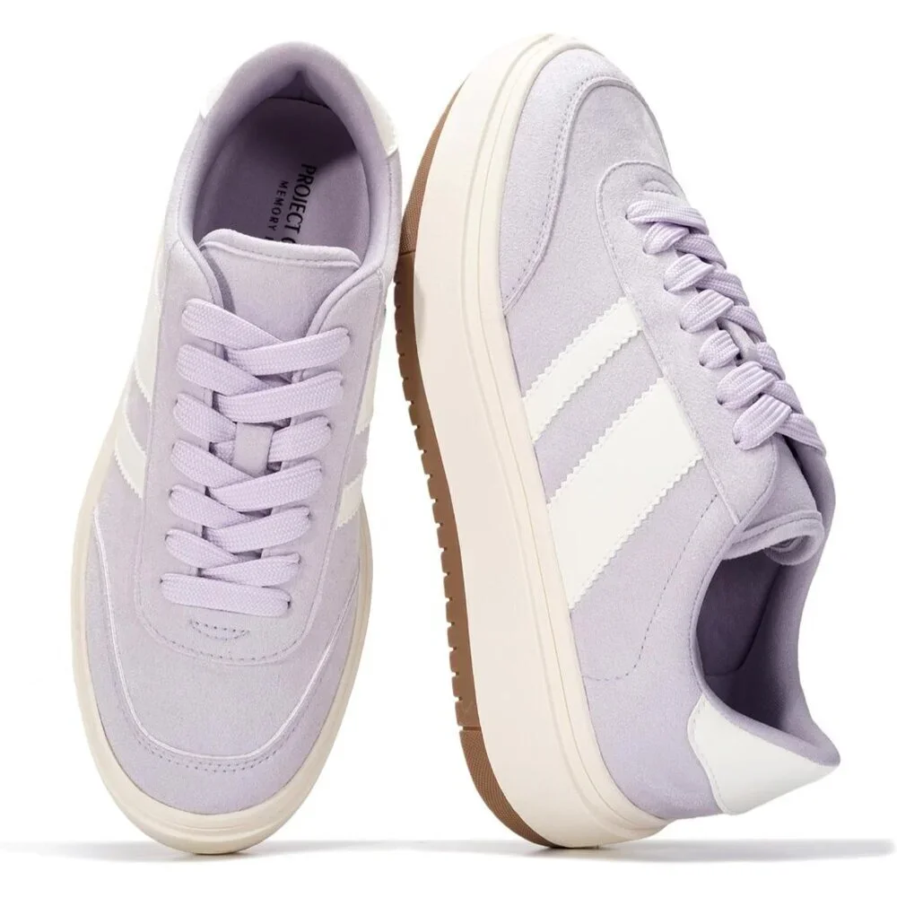 Women's Sweet Purple Lightweight Memory Foam Non-slip Insole Fashion Sneakers